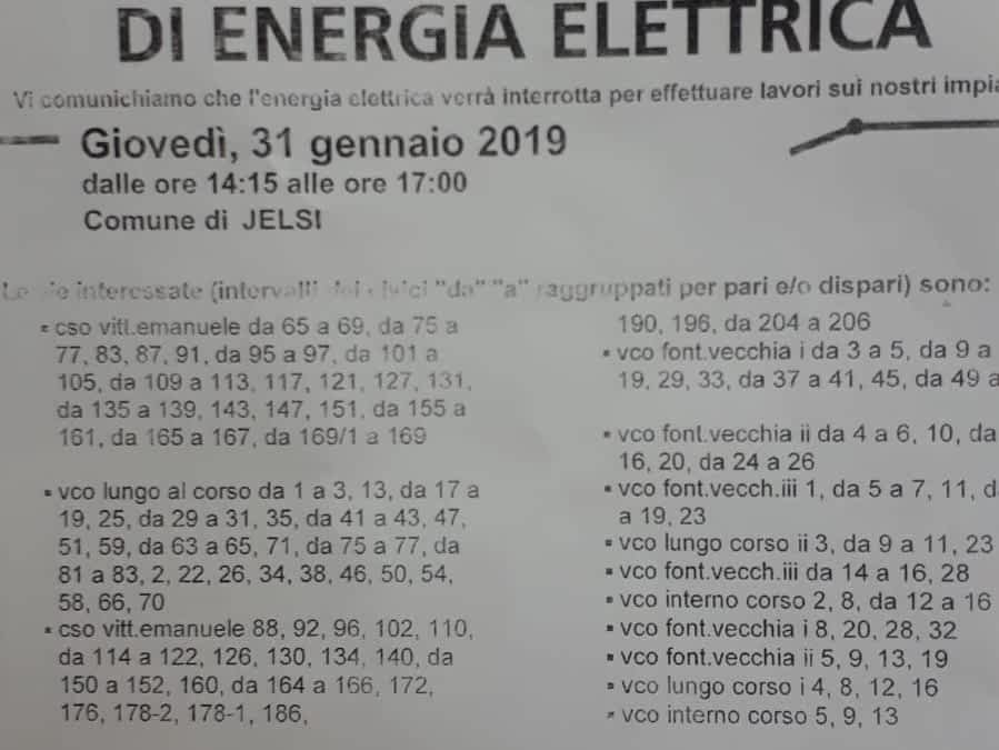 Avviso-interruzione flusso elettrico